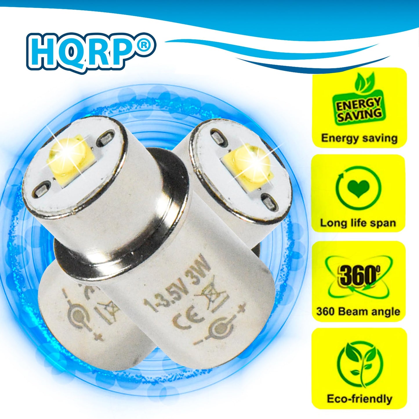 HQRP High Power 3w LED Bulb Compatible with Maglite 2D 3D / 2C 3C / 2-3 D C Cell Torch Flashlights Conversion Bulb Upgrade