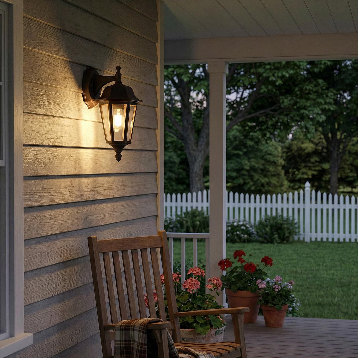 Lucande Outdoor Wall Lantern, Rust Finish Farmhouse Exterior Sconce, Clear Glass Porch Decor Wall Light for Front Door Garage Patio, Outside Lights