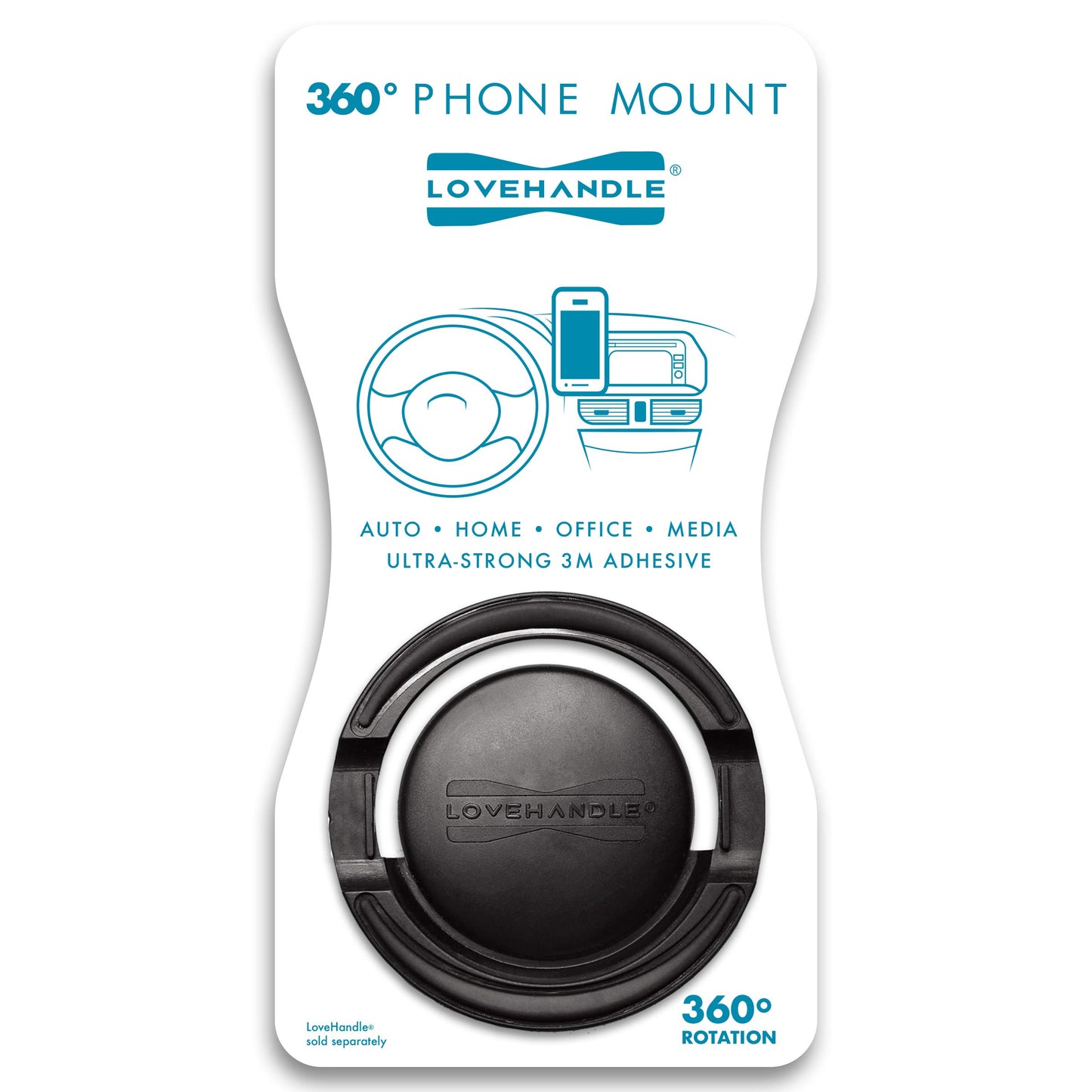 LOVEHANDLE 360 Universal Swivel Phone Mount - Car Mount - Phone Holder