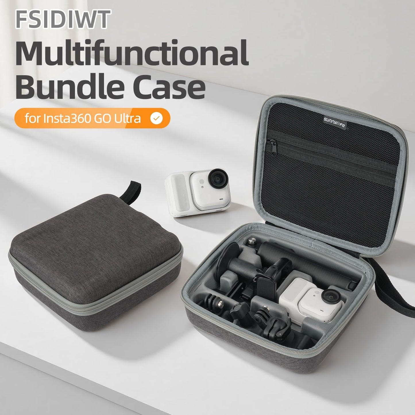 FSIDIWT Carrying Case for Insta360 GO Ultra, Storage Bag Protective Travel Case for Insta 360 GO Ultra, Large Capacity for Quick Release Mount