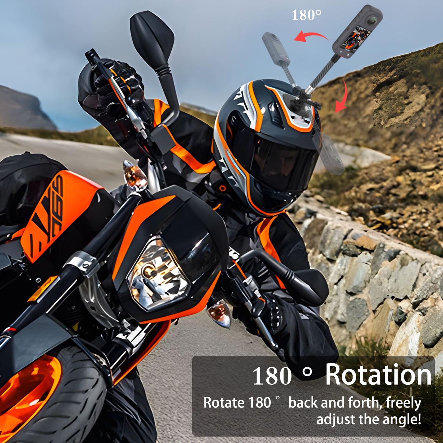 All Carbon Fiber Extension Arm Kit Metal Pole Mount Helmet Stick Extension Arm Mount for GoPro Hero 13/12/11/10/9/8/7/6/5 Black, Insta360 X5 / X4 / X3