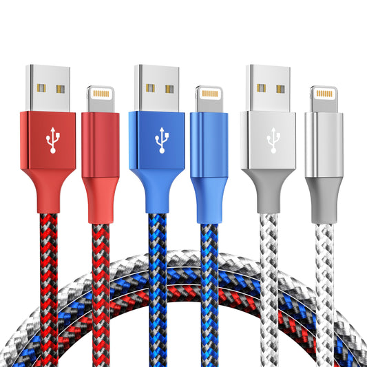 MenoSupp iPhone Charger 3Pack 10FT MFi Certified Nylon Braided Cord Fast Charging Lightning Cable Compatible with iPhone 14/13/12/11 Pro/11/XS MAX/XR…