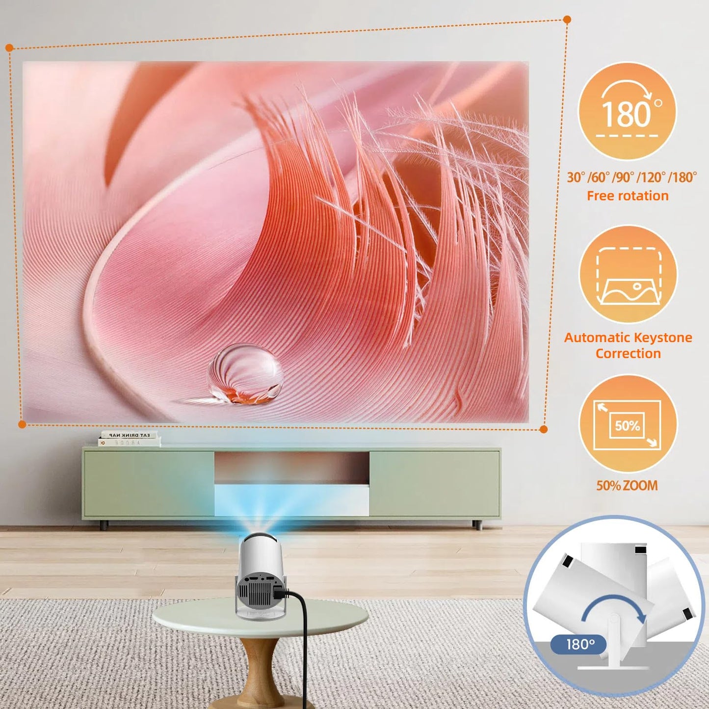 Faatchoi Portable Mini Game Video Projector, 30,000+ Preloaded Games, Android TV 11.0 Smart Projector, 360 ANSI, WiFi & Bluetooth, 1080P HD, Ideal