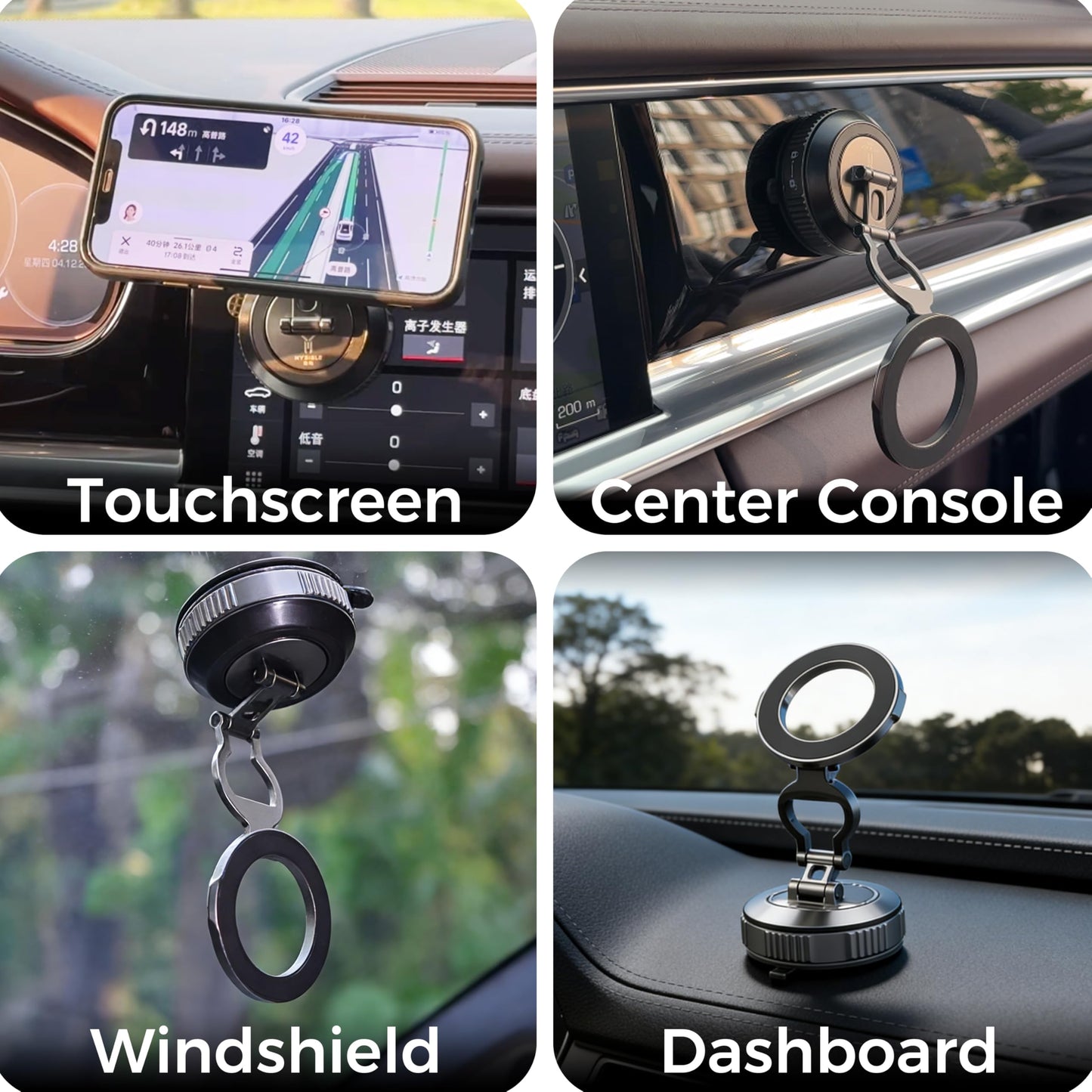 MYSISLE 360° Vacuum Magnetic Car Phone Holder | 2800gf Magnet, 90+LBS Suction, Foldable Mount for iPhone 17/16/15/14/13/12 Series