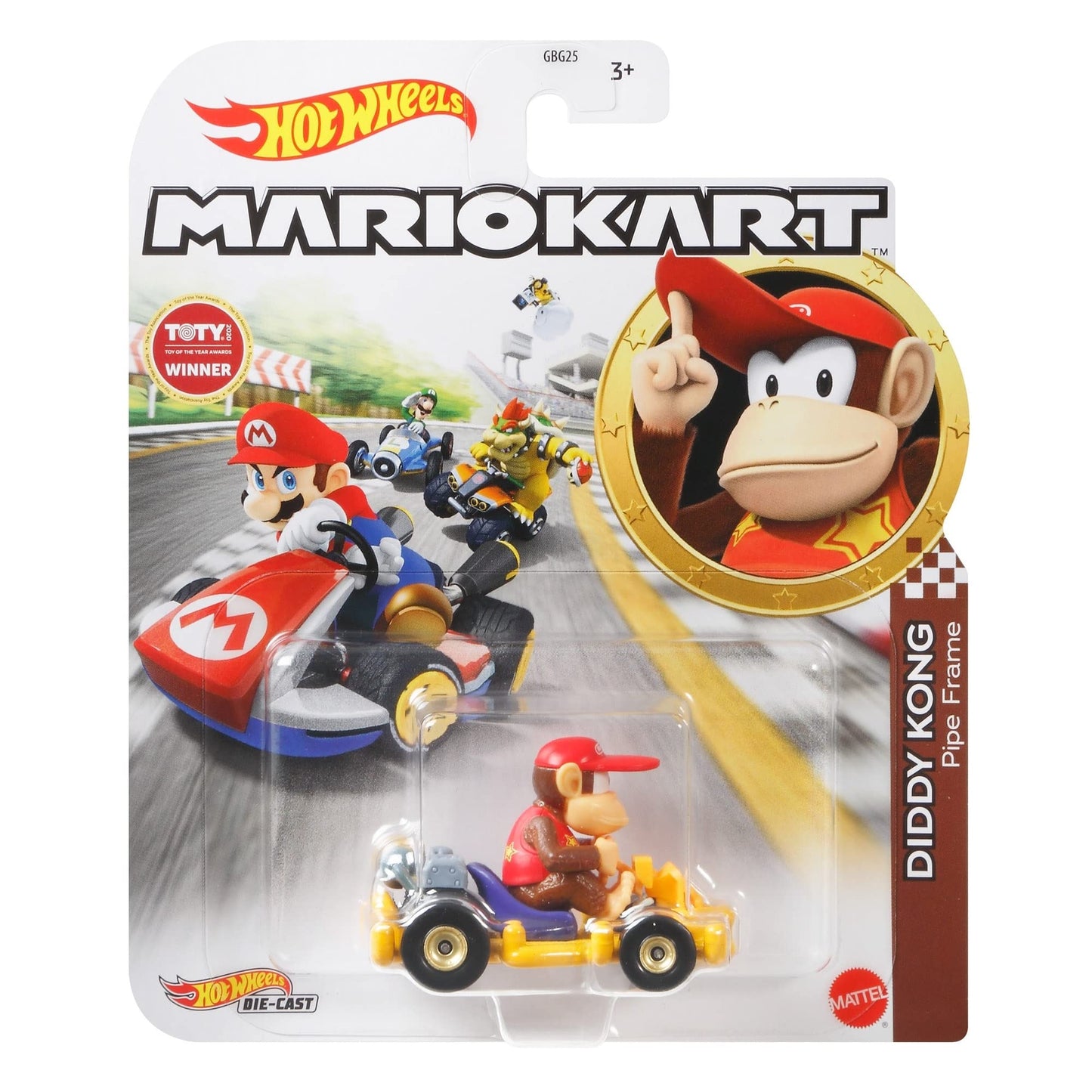 Hot Wheels Mario Kart GRN15 Diddy Kong Pipe Frame Car/Vehicle 2021 New