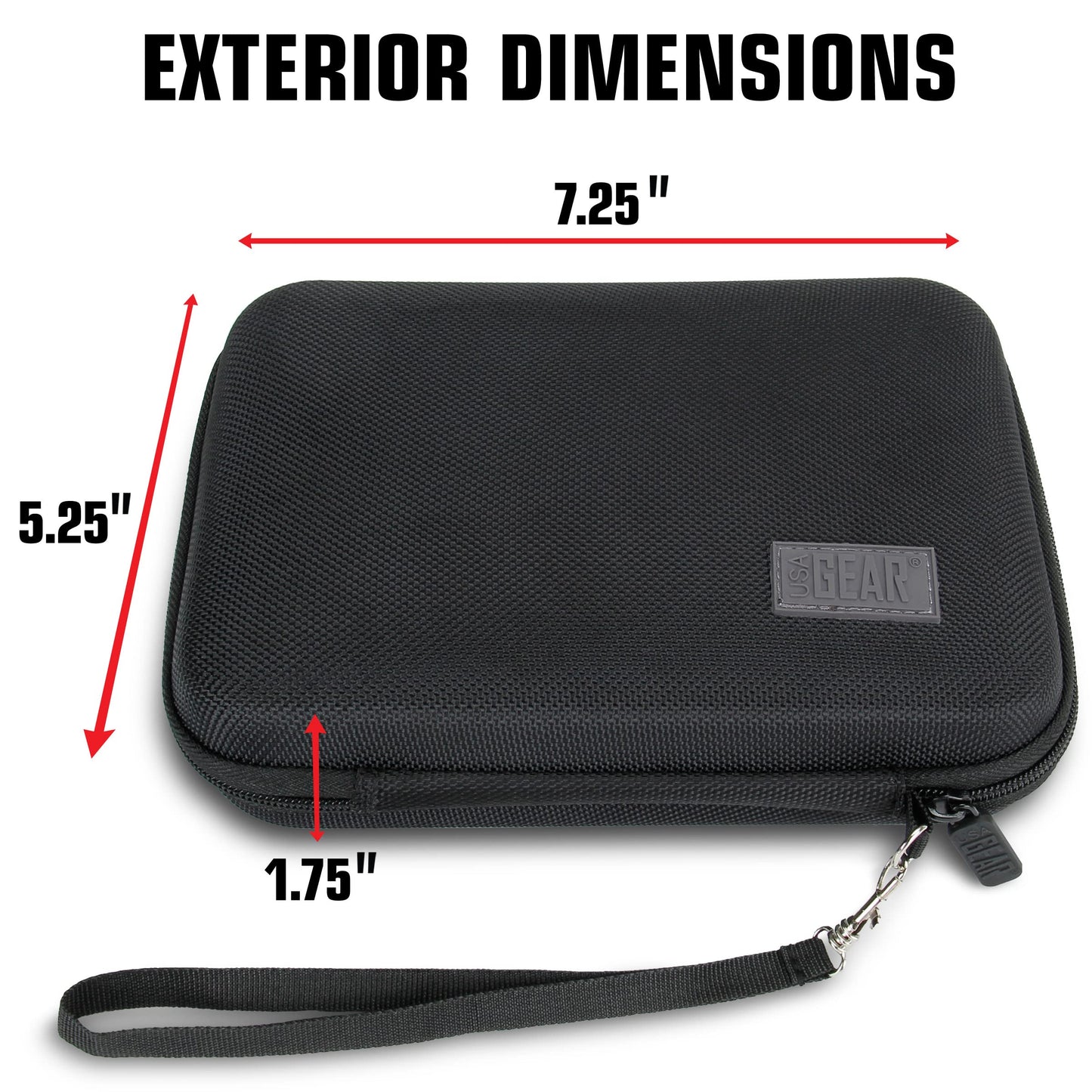 USA Gear Travel Electronics Organizer - Water Resistant Zipper Case, Hard Shell Exterior - 6.5 Inch Case Fits Chargers, Cables, Batteries, Earphones