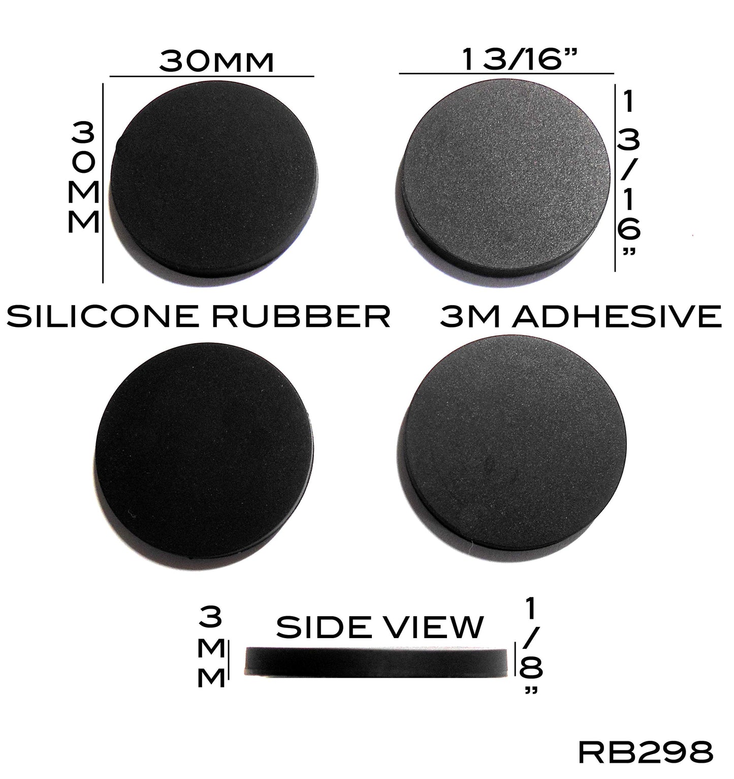 VATH Self Adhesive Silicone Rubber Feet 30mm(L) x30mm(W) x 3mm(H) 4pcs [RB298]