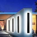 ENMLN 4.33in Wide Modern Outdoor Lights,24in 2PC Dimmable Waterproof Long Wall Sconce with Remote,Black Exterior Light Fixture Wall Mount for Front