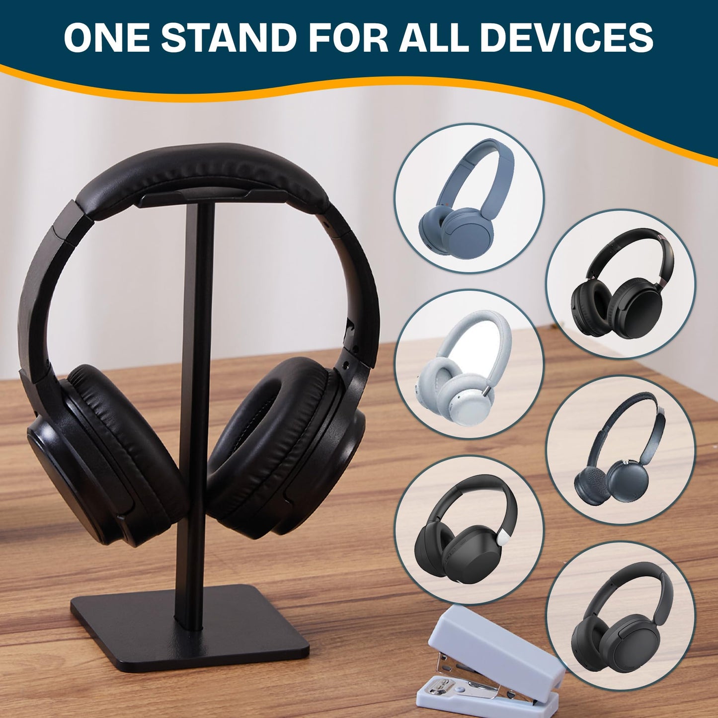 Headphone Stand for Desk - U Shaped Universal Headset Holder with Flexible Headrest, Sturdy Gaming Headphone Holder for Desk, Anti-Slip Base Headset