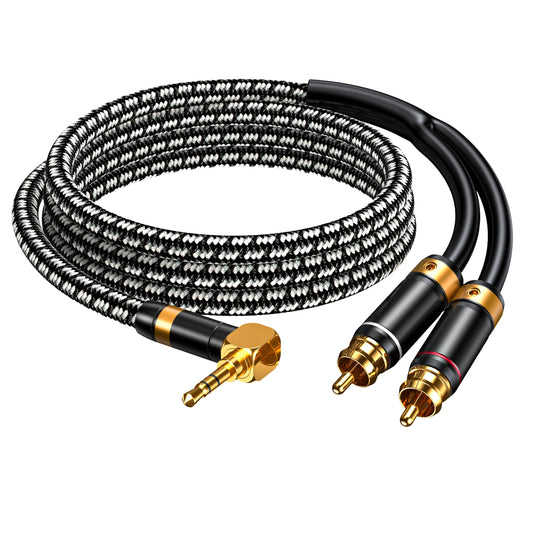 Wekuant Audiophile RCA Cable, [2M/6.5Feet, Silvered-Plated Copper core] 3.5mm Male to 2RCA Male Stereo Audio Adapter Cable with Outer diameters 6.5mm