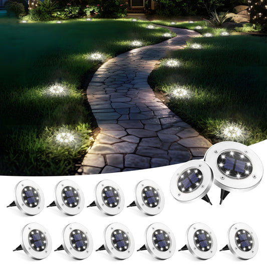 SOLPEX Solar Lights Outdoor Waterproof, 12 Pack Solar Ground Lights, Solar Garden Lights Landscape Lighting for Pathway Driveway Patio Backyard