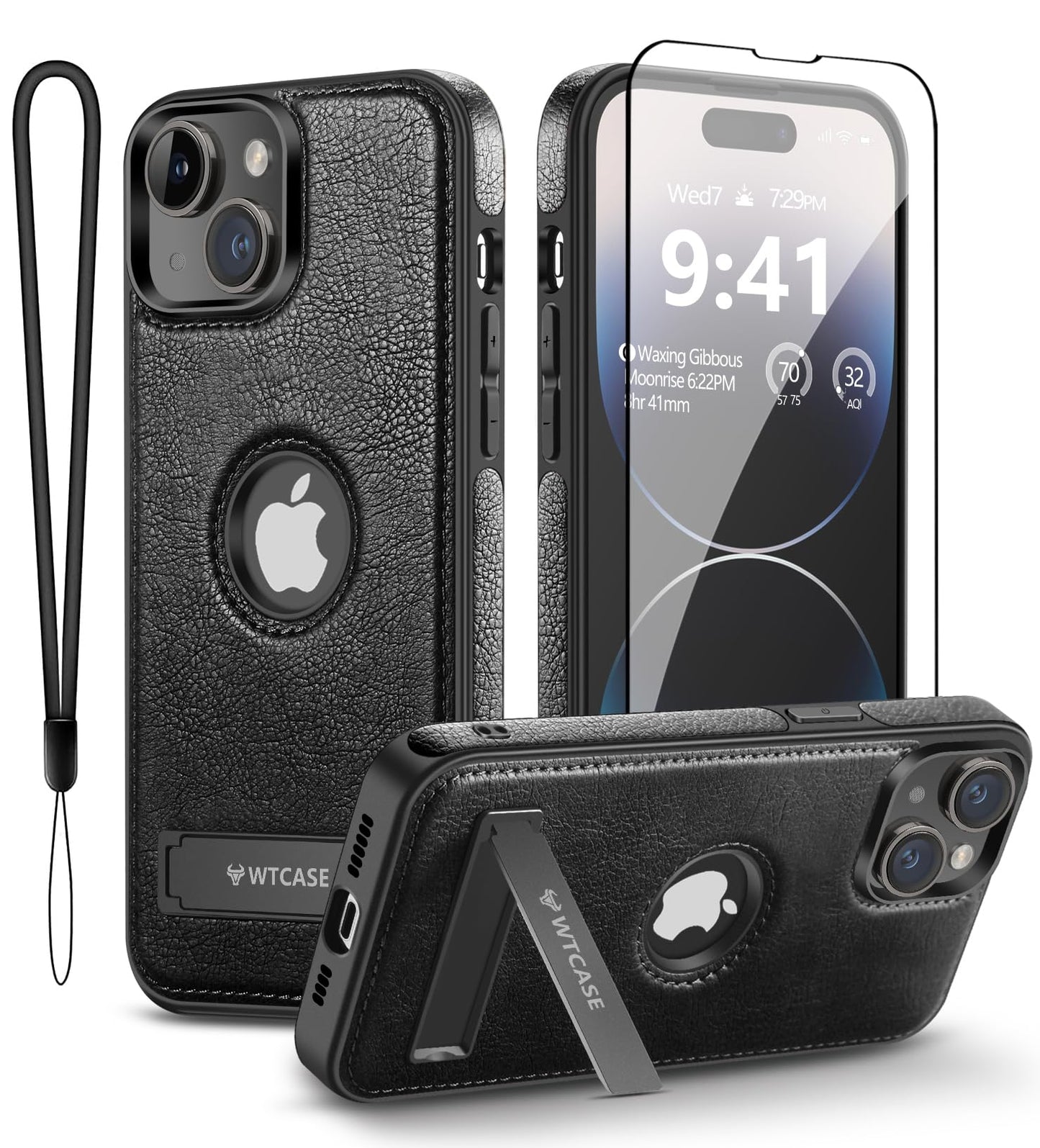 WTCASE Magnetic for iPhone 14 Pro Max Leather Case, Built-in Invisible Stand [Compatible with Magsafe] Protective Slim Kickstand Compatible