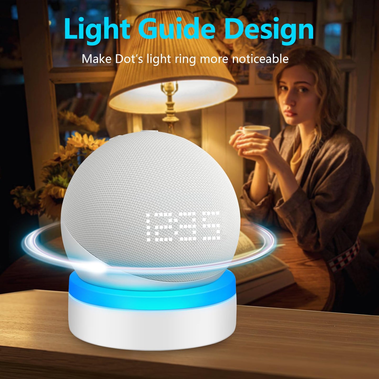 ZUOLACO Table Holder for Echo Dot 4th/5th Generation, Desktop Stand Mount for Echo Dot 4th/5th Gen, Base Bracket with Light Guide, Dot Accessories