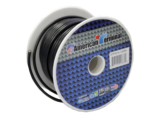 American Terminal ATPW14-100BK 14 Gauge Primary Wire, Black