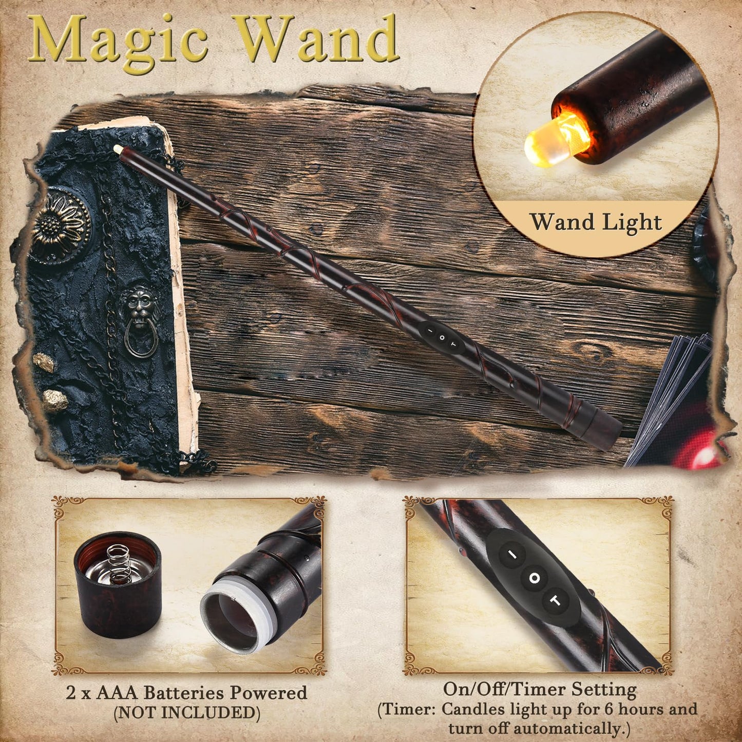 VEUIEIZT Halloween Decorations,Floating Candles with Magic Wand Remote Control-Battery Operated Flickering Flameless Candles for Halloween Decor