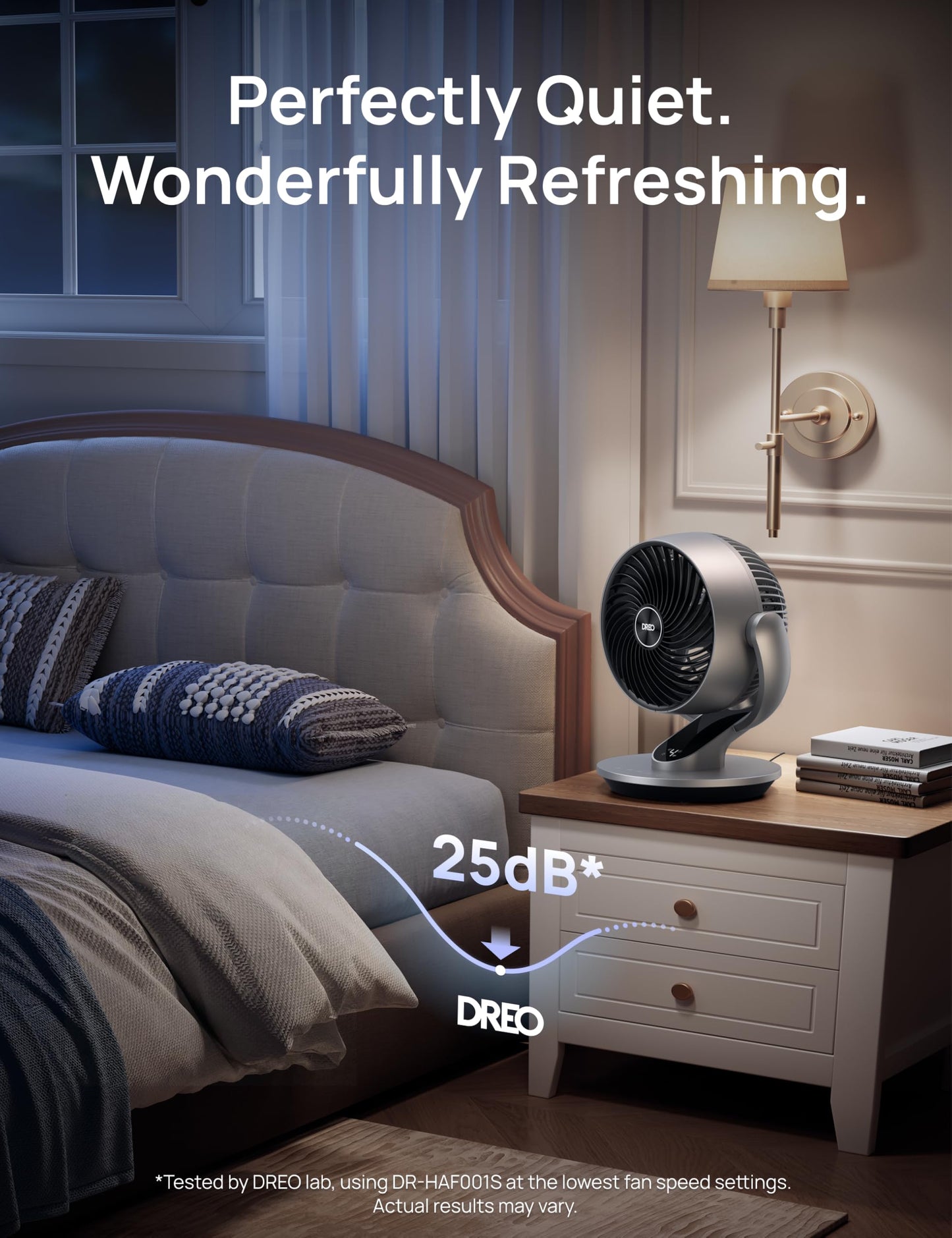 DREO Smart Fan for Bedroom,120° Vertical and 90° Oscillating Fan with Remote/Voice, 13 Inch Height Quiet Air Circulator for Whole Room, 70 ft, 4