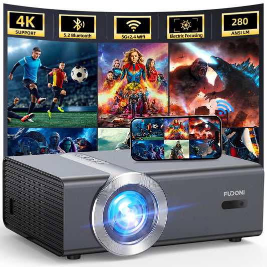 [Electric Focus/Auto Keystone] Projector with WiFi and Bluetooth, Native 1080P 4K Supported,FUDONI Outdoor Movie Projector for Home Theater UP