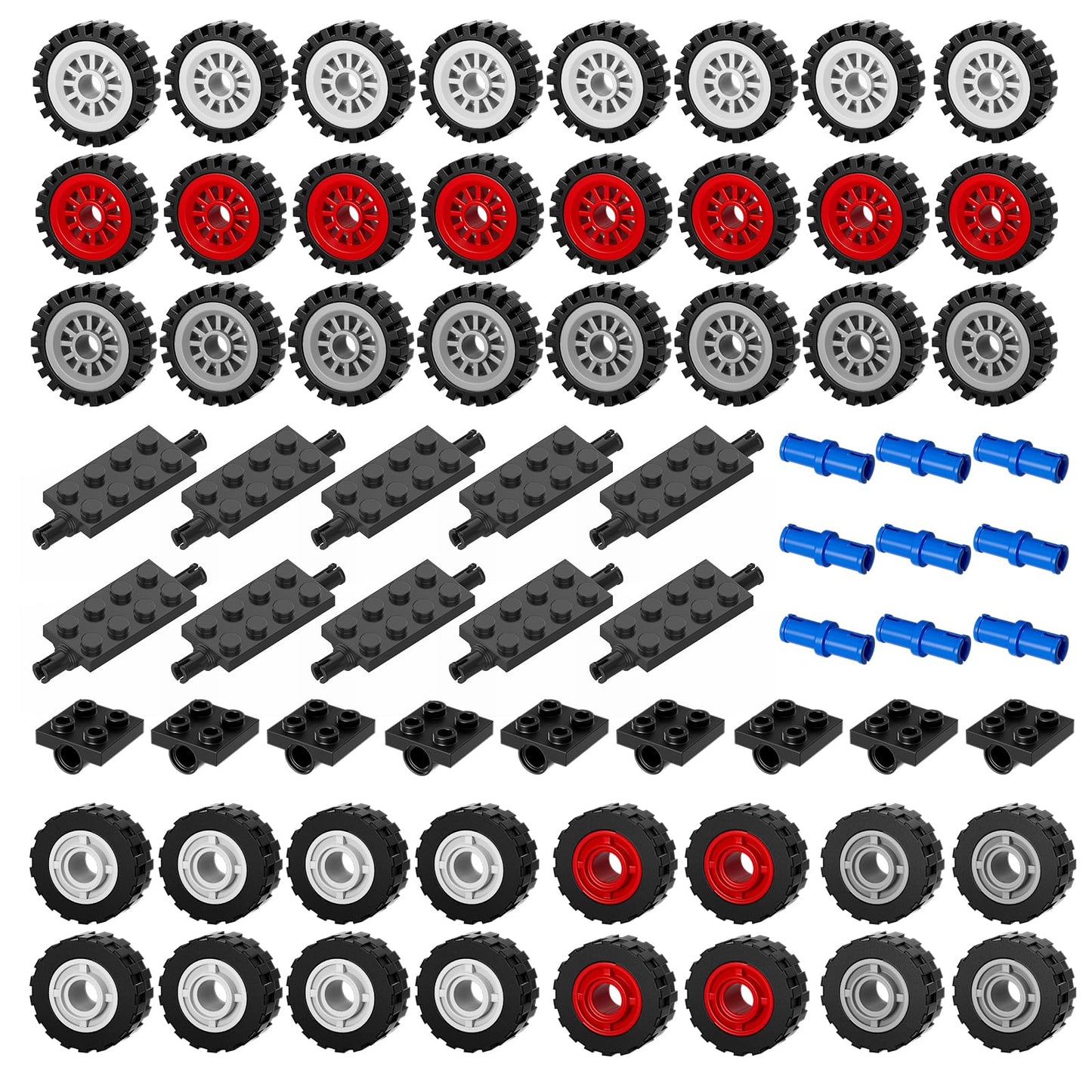 Wheels & Axles Building Kit 98pcs – Compatible with Lego, Car Parts & Classic Pieces Bulk Set, Educational Construction Toys