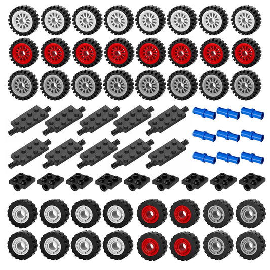 Wheels & Axles Building Kit 98pcs – Compatible with Lego, Car Parts & Classic Pieces Bulk Set, Educational Construction Toys
