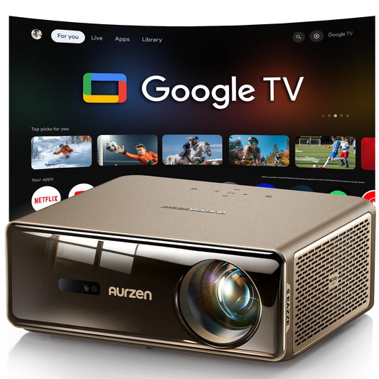 Aurzen EAZZE D1 MAX Upgraded Google TV Smart Projector 4K Supported, Ultra-Bright 1000 ANSI Lumens, MEMC Tech, Fully Automatics, 20W DoIby Audio, Home