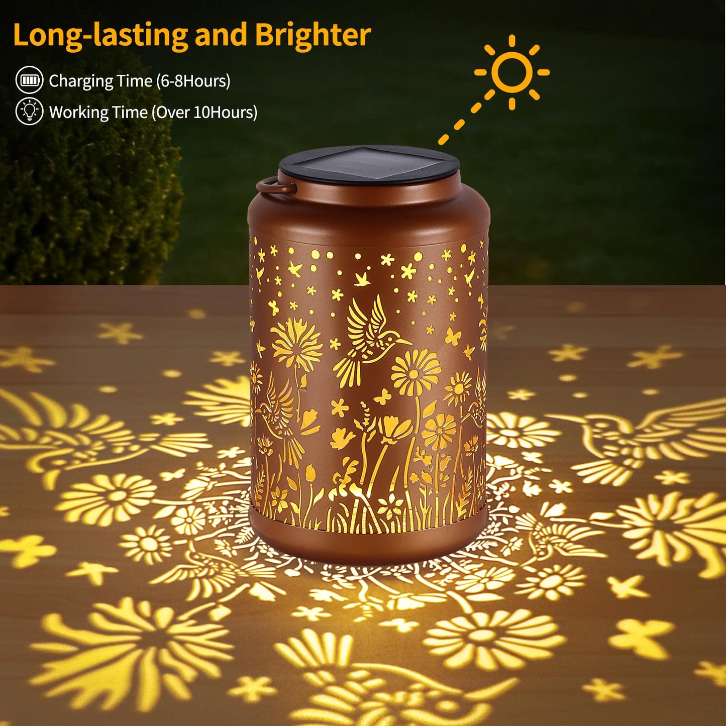 GOLFOEE Solar Lanterns Outdoor Waterproof Hummingbird Solar Lights Outdoor Waterproof for Garden, Birthday Gifts for Women Mom Grandma, Garden Lights