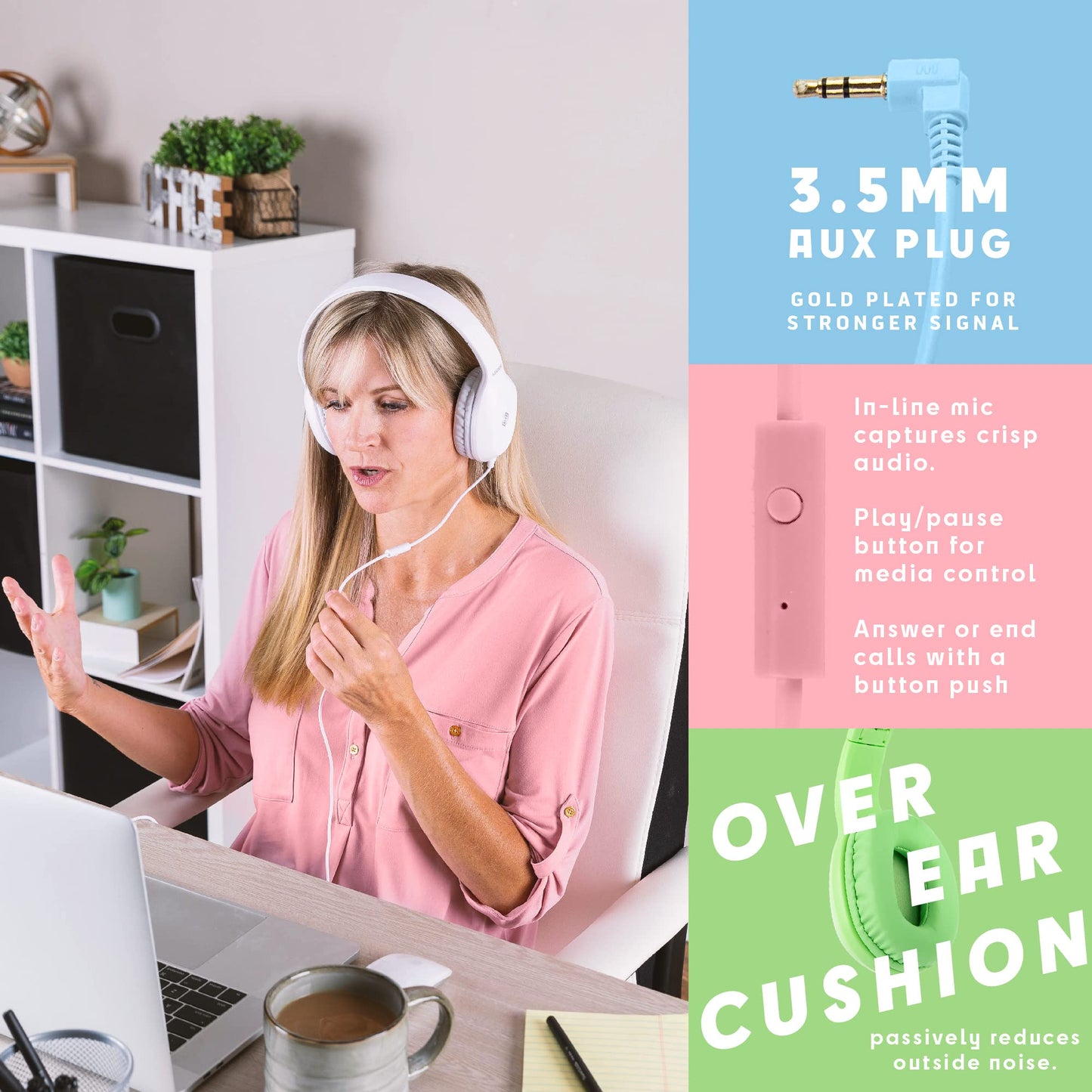 Classroom Headphones-Bulk 25-Pack, with Microphone Student On Ear Comfy Swivel Earphones for Library, School, Airplane, Kids-for Online Learning…
