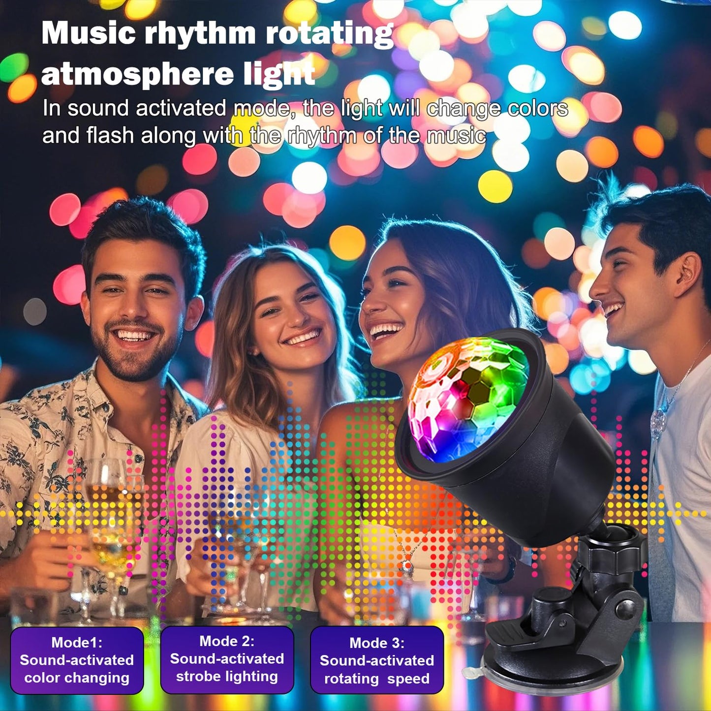 2-Pack Rechargeable Disco Ball Light Indoor Sound Activated Party Lights
