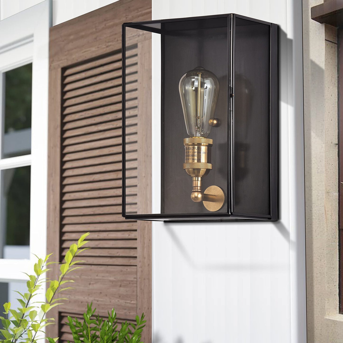 c cattleya Outdoor Wall Light Fixture, Brass Exterior Wall Lantern, Waterproof Outdoor Wall Sconce Front Porch Light with Unique Door Design