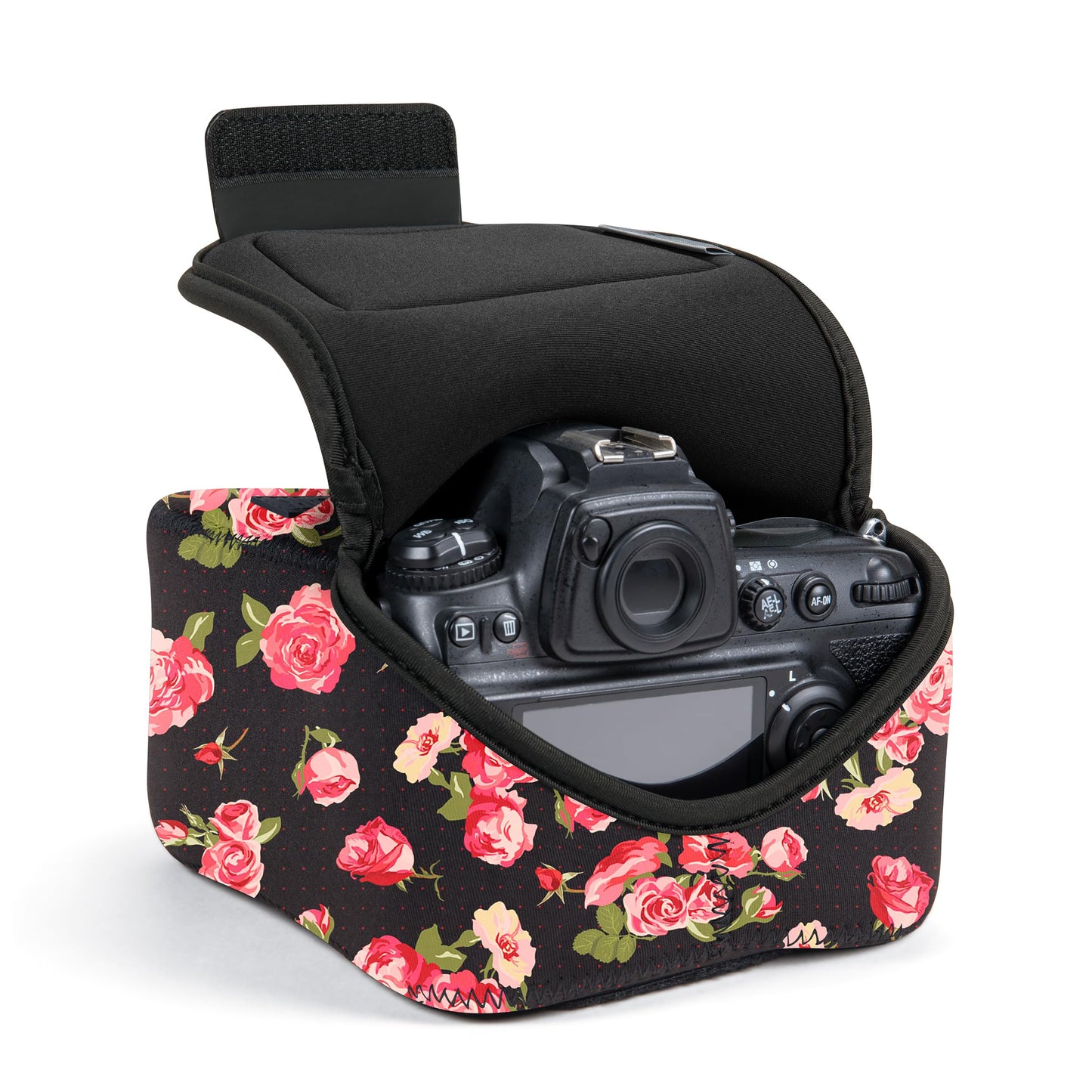 USA Gear Camera Sleeve (Large) for Mid-Size SLRs Compatible with Sony A7 V, Canon EOS R6 Mark II, Nikon Z50II & more - Padded Neoprene DSLR Case
