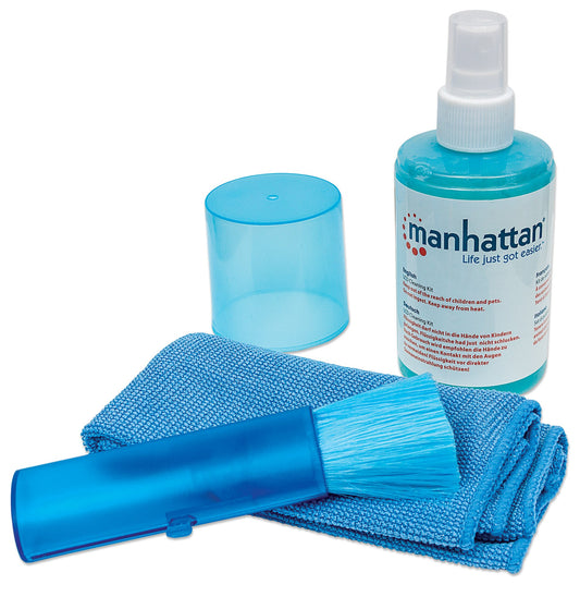 Manhattan Screen & Keyboard Cleaner Kit - 6.75 oz - Non-Alcohol Cleaning Spray with Microfiber Cloth & Keyboard Brush - for TV, Computer, Laptop, Monitor, LED, LCD, Electronic Devices - 421027