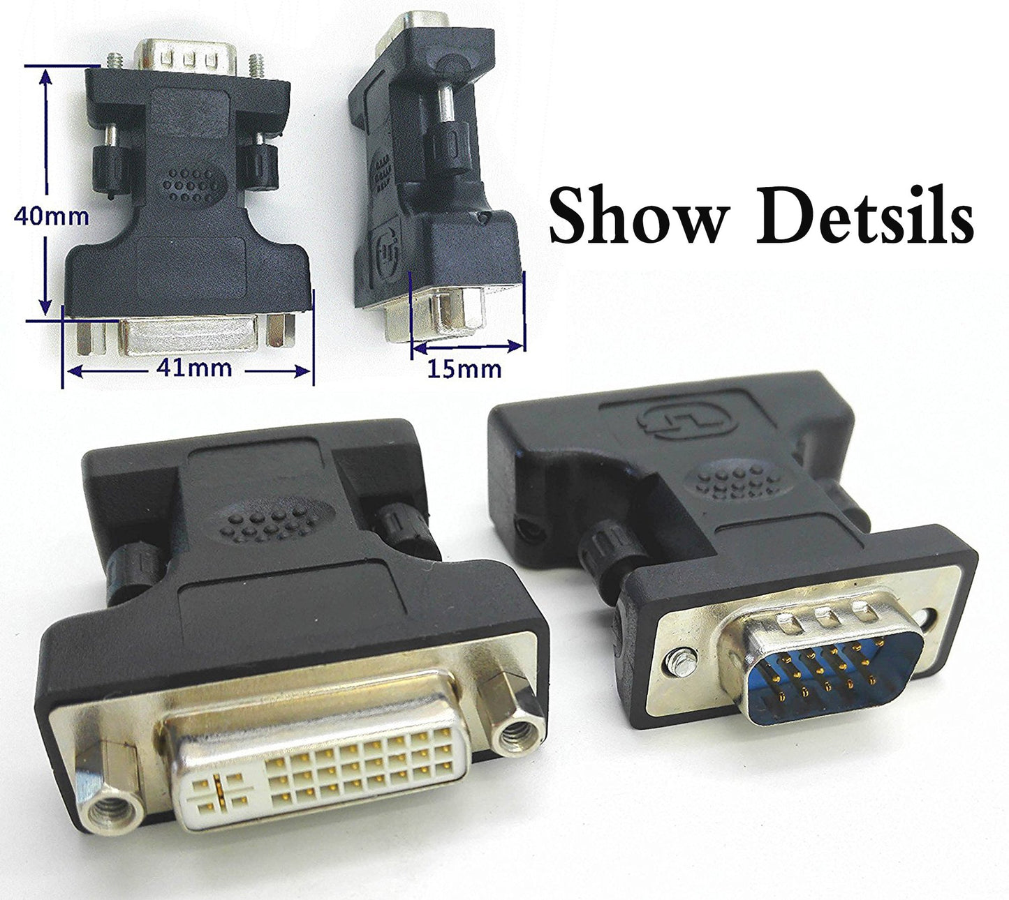zdyCGTime DVI to VGA Cable Adapter - Black - F/M,DVI(24+5) to VGA(15pin) Cable Adapter - Black - F/M,