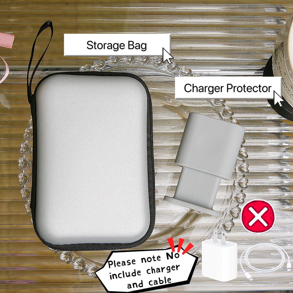 SDTAHEAD Charger Protector Bag Set with Silicone Charger Cover Snapback Charger Cable Winder, Travel Carrying Storage Bag with Charger Saver Organizer