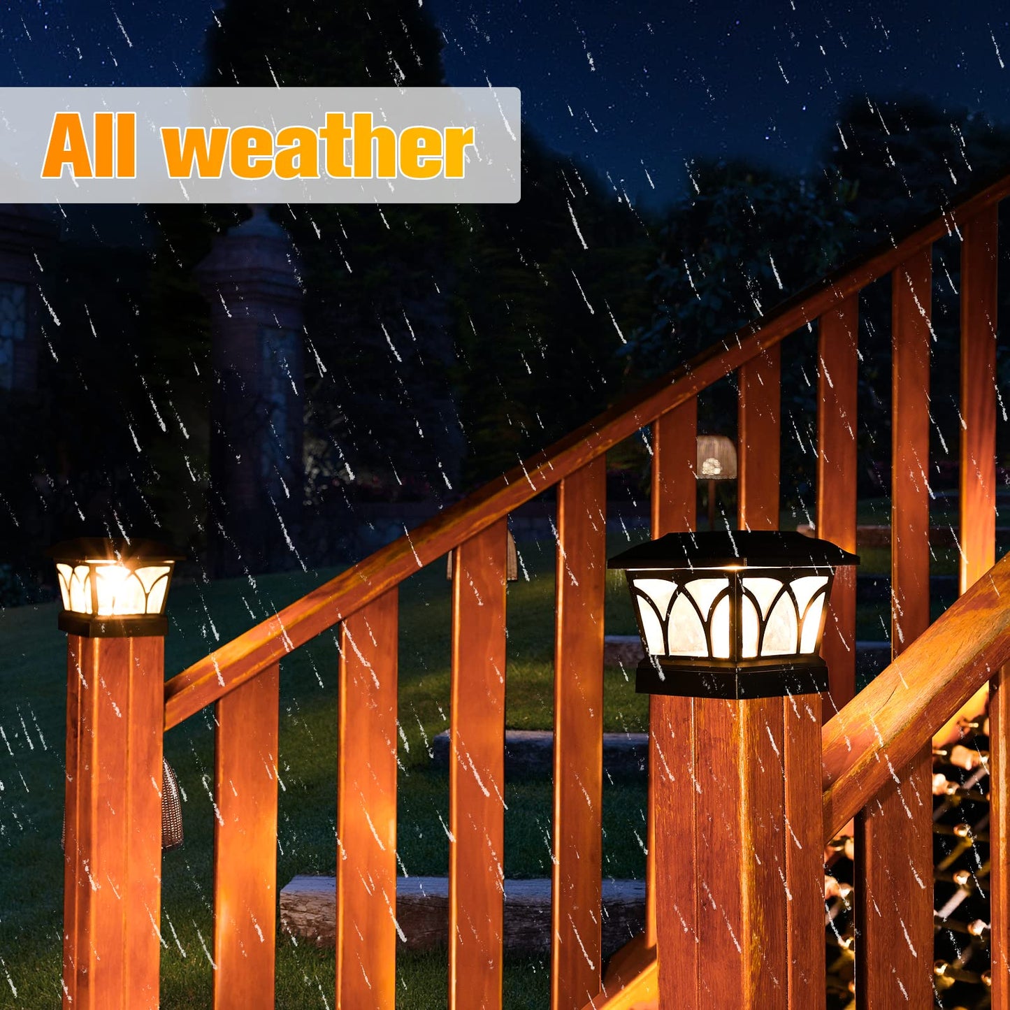 VOLISUN Solar Post Cap Lights Outdoor 8Pack, with Edison LED Bulbs, 2 Brightness Setting, Fence Post Lights Solar Powered for Garden Fence Deck