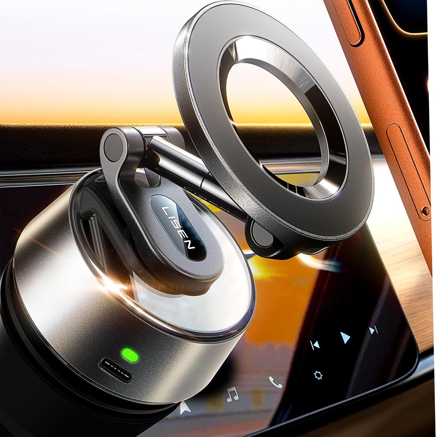 LISEN for MagSafe Car Mount Magnetic Car Phone Vent Mount, Magnetic Car Phone Holder, Hands Free Cell Phone Car Holder for Vent, Fits for iPhone 16 15