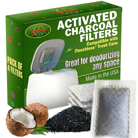 Green Piece Charcoal Air Filters compatible with iTouchless Trash Can, 4 Pk