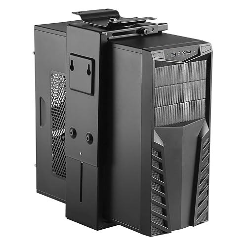 HumanCentric Adjustable Under Desk Computer Mount and Wall Mount, CPU Holder Fits Most PC or Computer Cases, Adjustable Height and Width, Full 360
