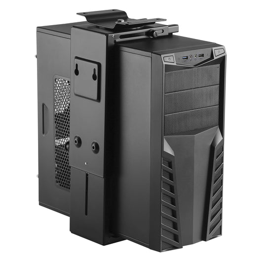 HumanCentric Adjustable Under Desk Computer Mount and Wall Mount, CPU Holder Fits Most PC or Computer Cases, Adjustable Height and Width, Full 360