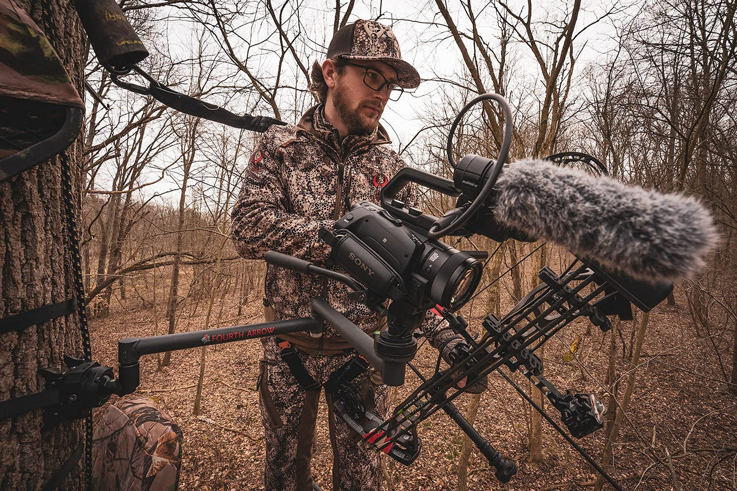 Fourth Arrow Stiff Arm Camera Arm Mount for Trees, Lightweight, Aluminum, 360 Tool-Less Leveling, Stable Bracket for Filming Hunts, Wide Range