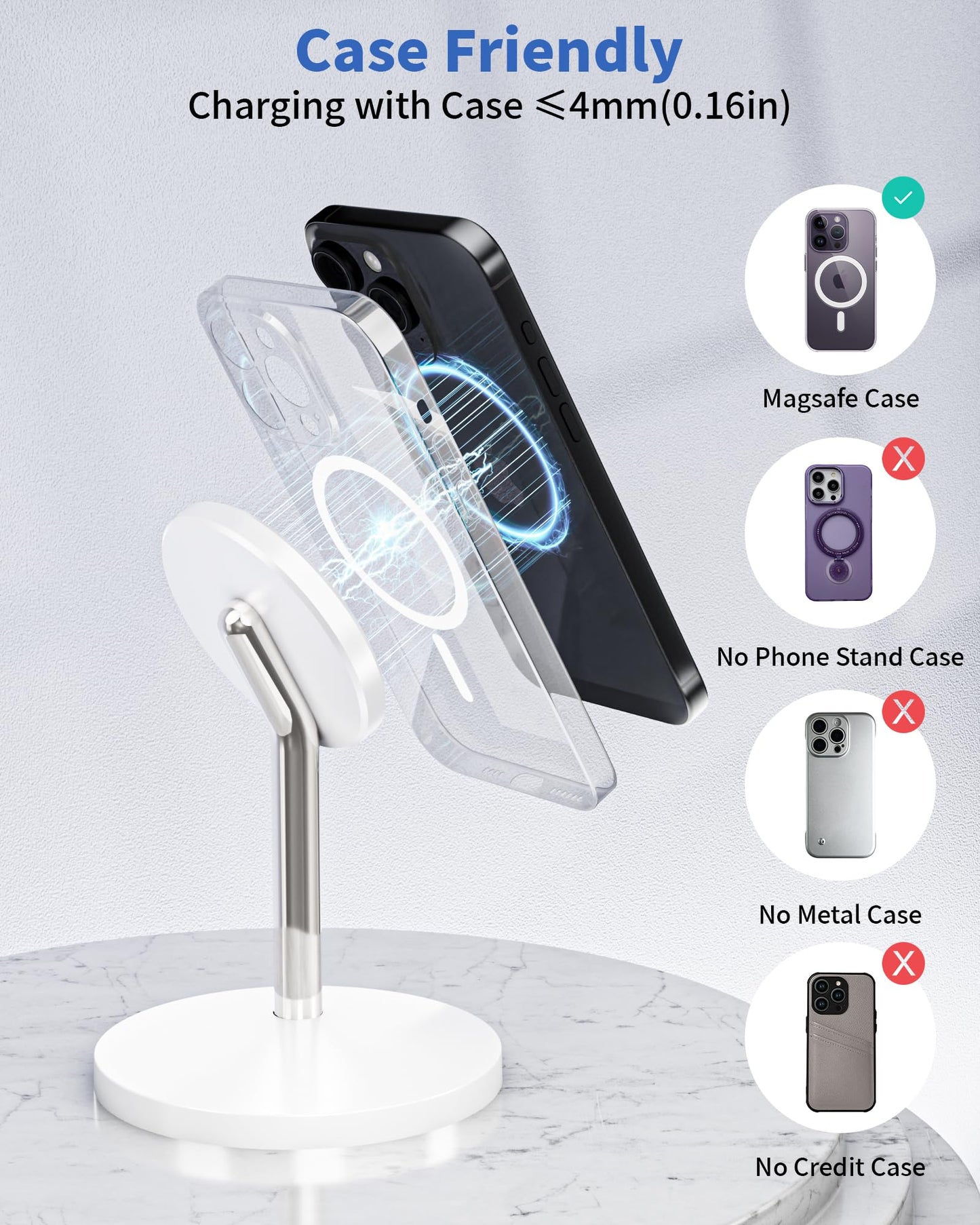Magnetic Wireless Charger Stand, 25W Fast Mag Safe Charger iPhone Stand, 6FT Magnet Wireless Charging Station Pad with 35W Adapter for iPhone 17 Air
