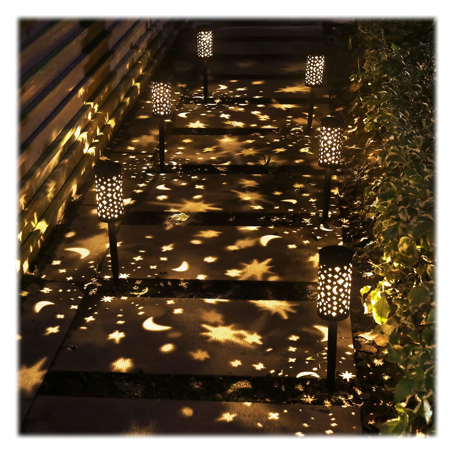 6 Pack Solar Light Outdoor Garden Patio Pathway Landscape Lights Yard Driveway Lawn Walkway Decoration Star Moon Solar Lantern Waterproof Outside Path