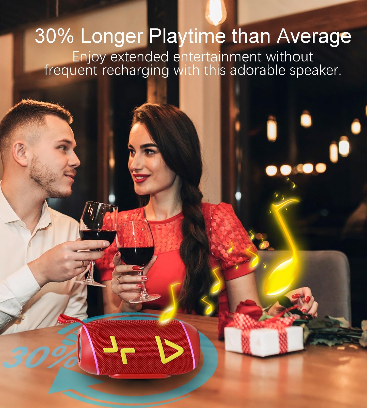 IPX6 Waterproof, Portable Bluetooth Speaker with Stereo Sound, Wireless Speakers with RGB lights, 24H Playtime, TWS Pairing, BT5.3/TF-Card, for Home