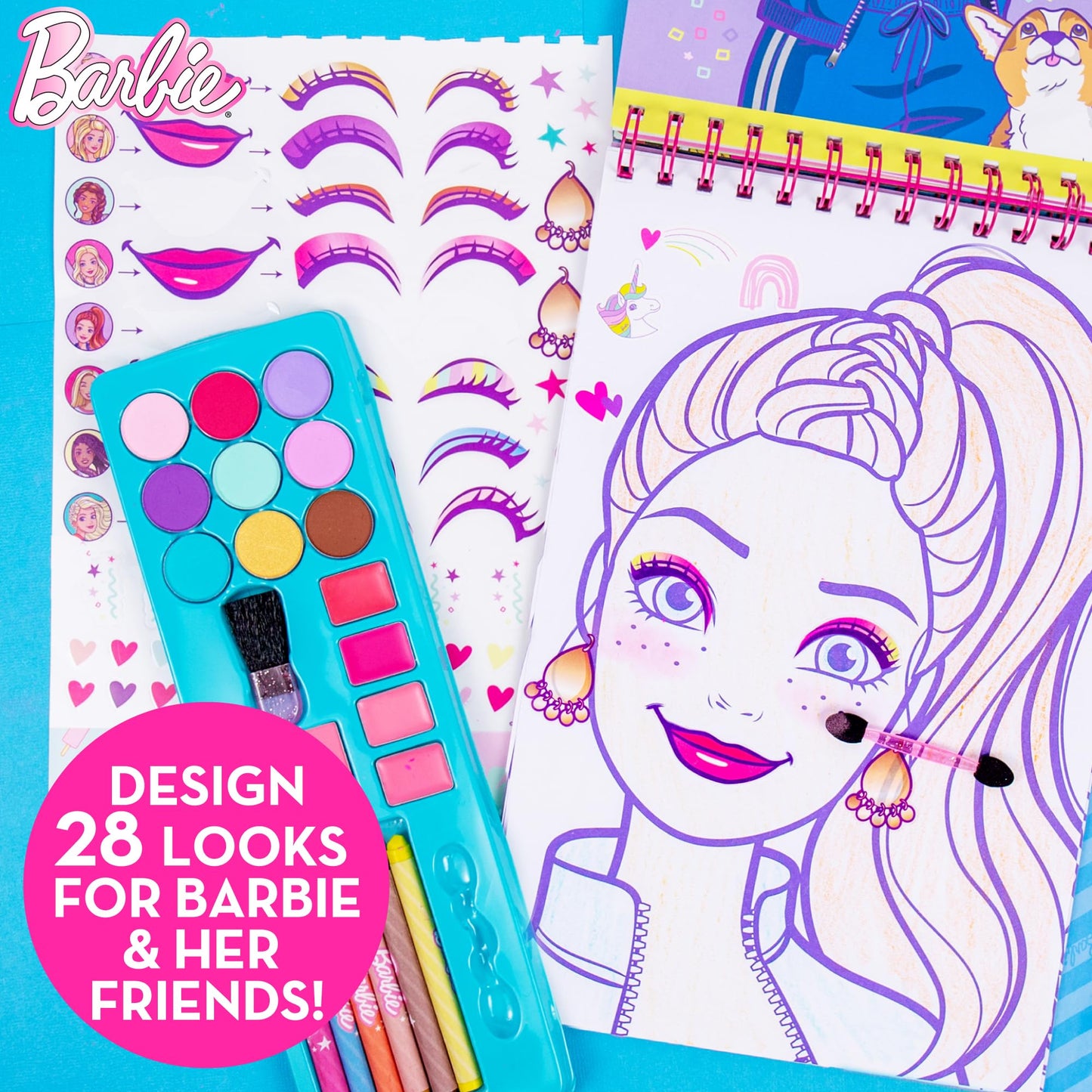 Horizon Group USA Barbie Magazine - Create Hair & Makeup Looks with 130+ Stencils, 180+ Stickers, Crayons & Pretend Makeup
