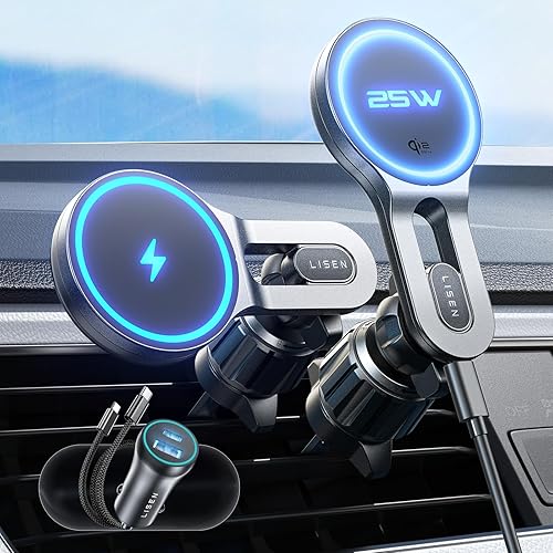 LISEN for Qi2.2 25W MagSafe Car Mount Charger, [Stable & Fast Charging] for Car Vent Magnetic Wireless Car Charger, Car Phone Holder Charger Car