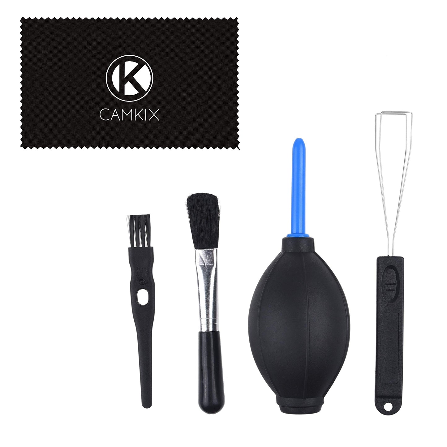 Keyboard Cleaning Kit - 1x Mini Brush, 1x Cleaning Brush, 1x Keyboard Cap Remover, 1x Air Blower and 1x Cleaning Cloth - Also for Laptops, Camera