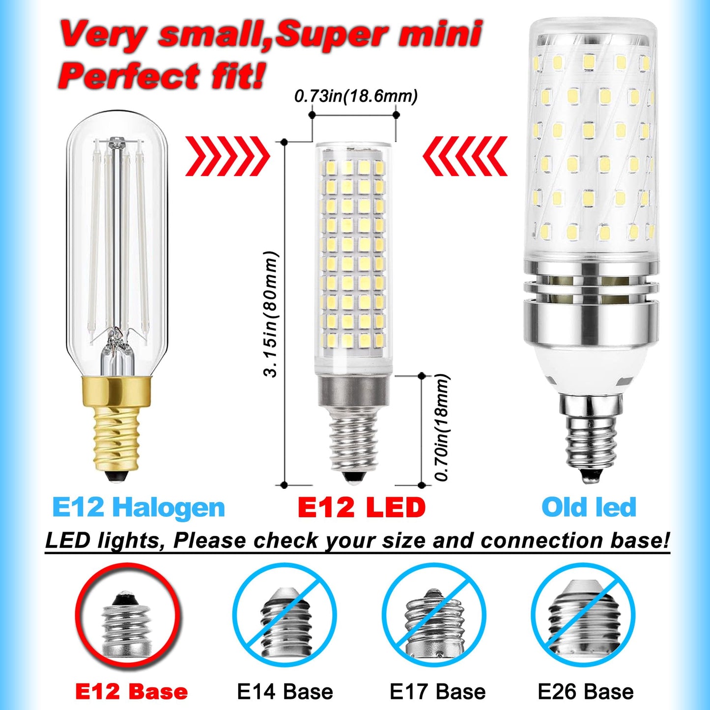 E12 100w LED Bulbs Replacement C7 for Candelabra Chandelier Lighting