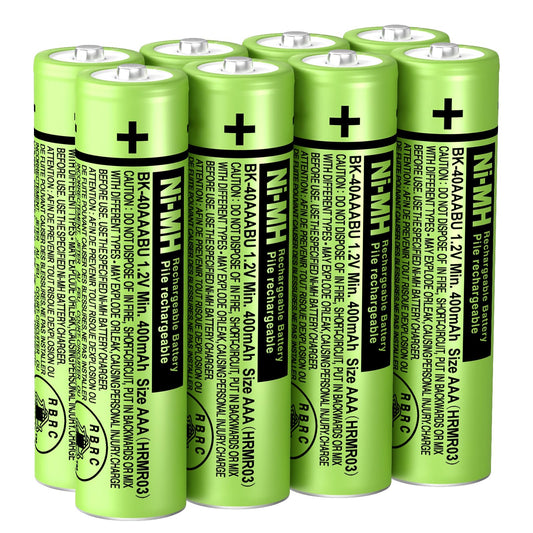 BENNTOP BK-40AAABU NI-MH AAA Rechargeable Battery 1.2V 400mah 8Pack AAA Batteries for Panasonic Cordless Phones, Remote Controls, Electronics