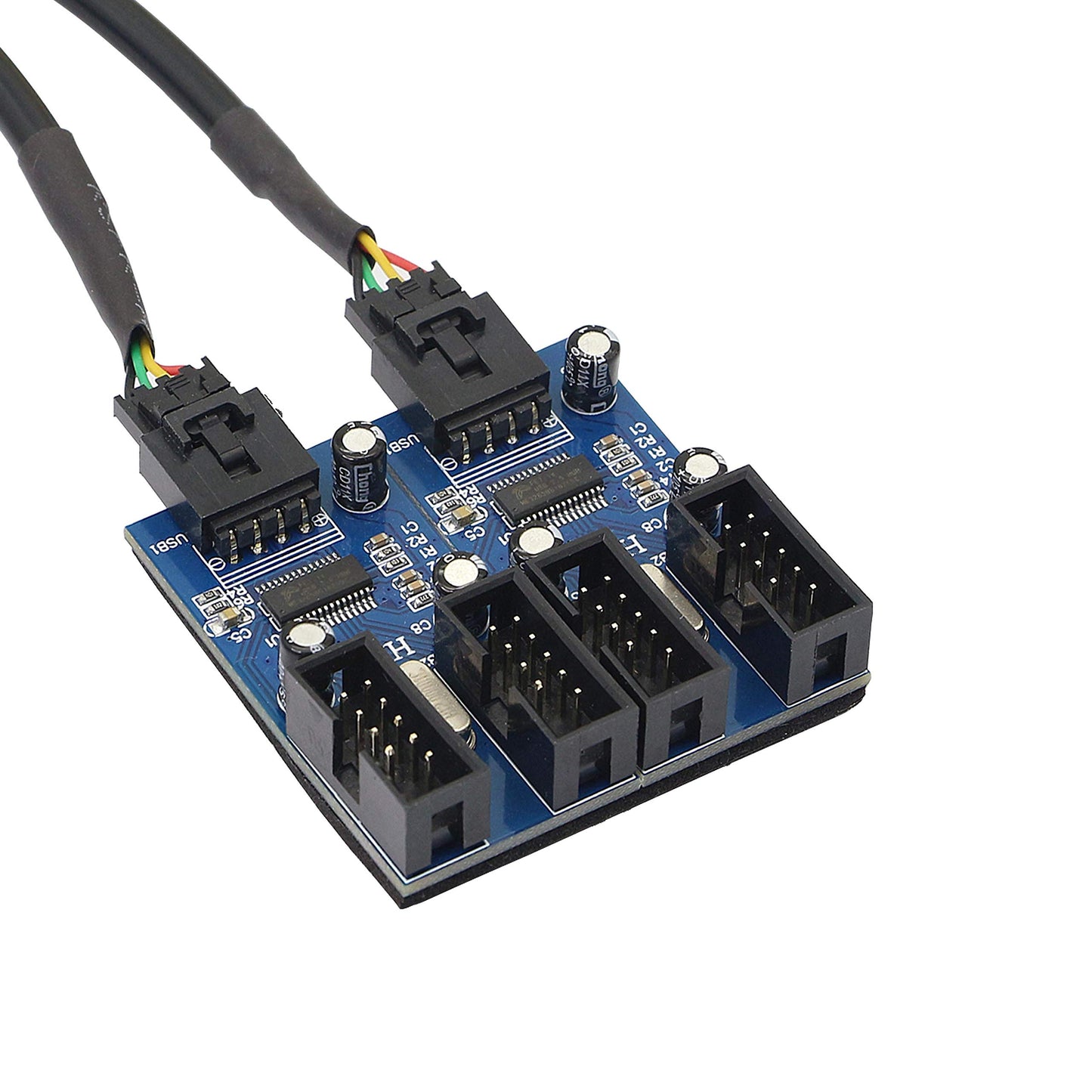 Motherboard USB 9 Pin Header Hub Male 1 to 2/4 Female USB 2.0 Splitter Extension Cable, USB 9-pin Internal Cable 9 pin Connector Adapter for Port
