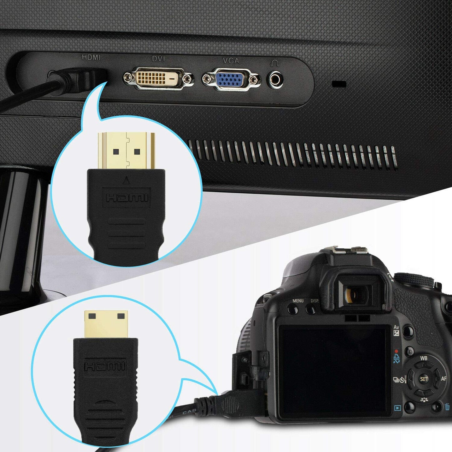 NTQinParts Mini HDMI HDTV Video Cable Cord for for Arzopa 15.6'' 1080P FHD Portable Laptop Monitor