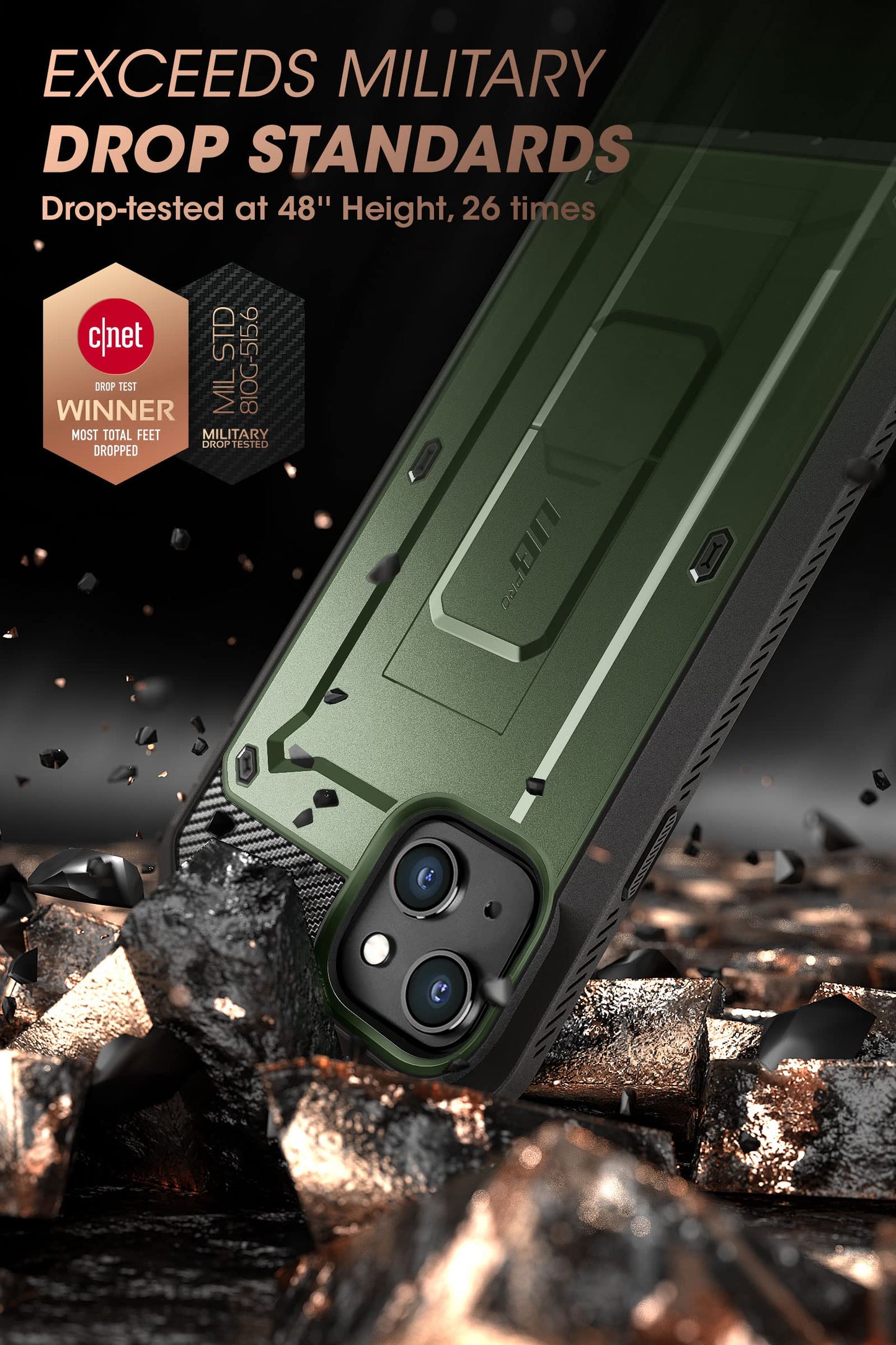 SUPCASE for iPhone 14 Case with Stand & Belt-Clip (Unicorn Beetle Pro), [Built-in Screen Protector] [Military-Grade Drop Protection] Heavy Duty Rugged