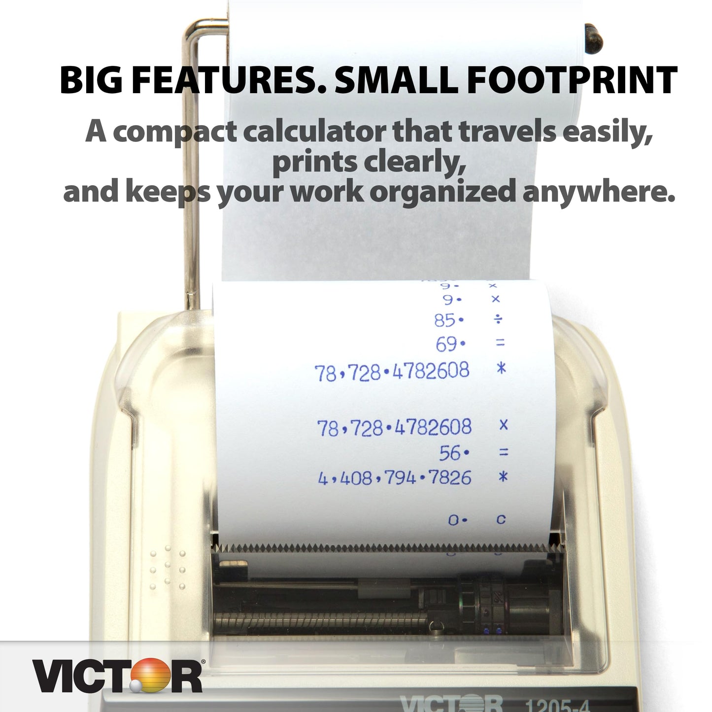 Victor 1205-4 12 Digit Portable Palm/Desktop Commercial Printing Calculator, 1.8" x 4" x 8"